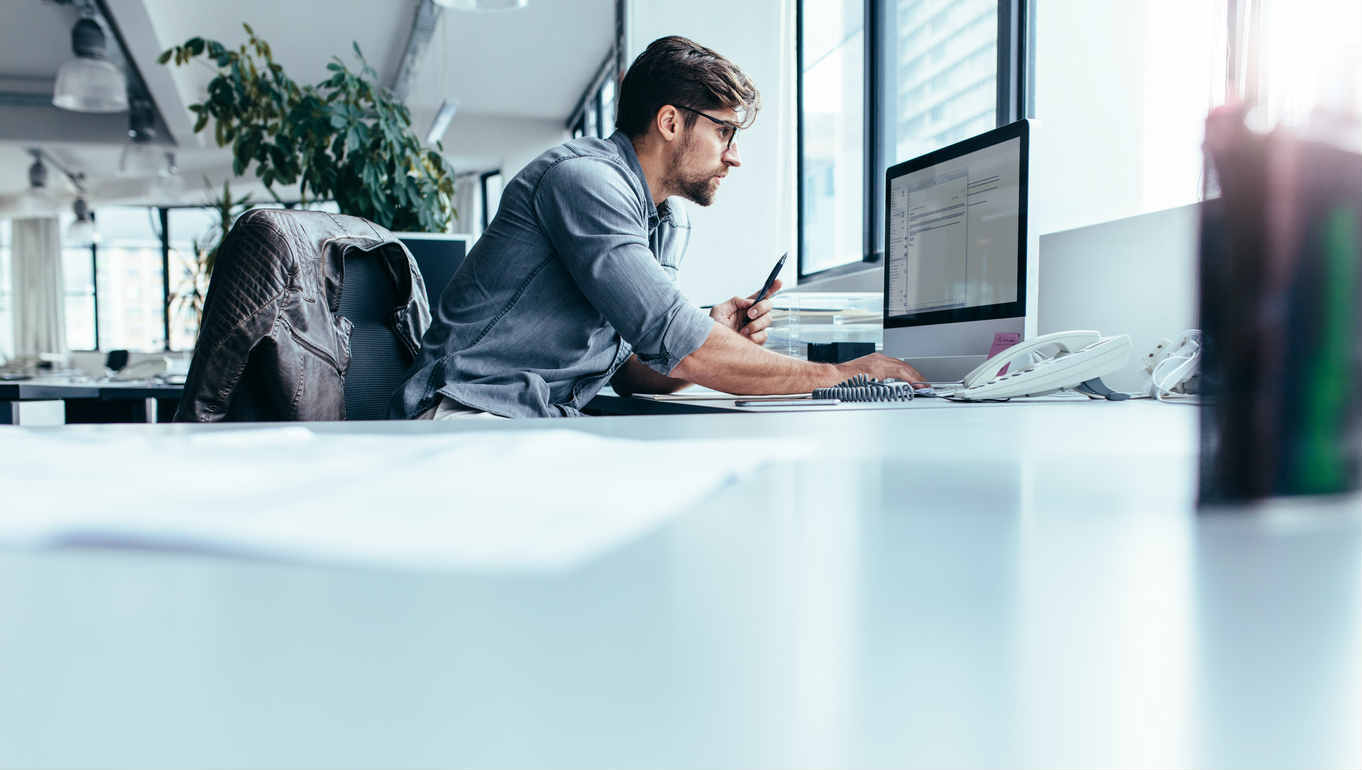 man working in an office