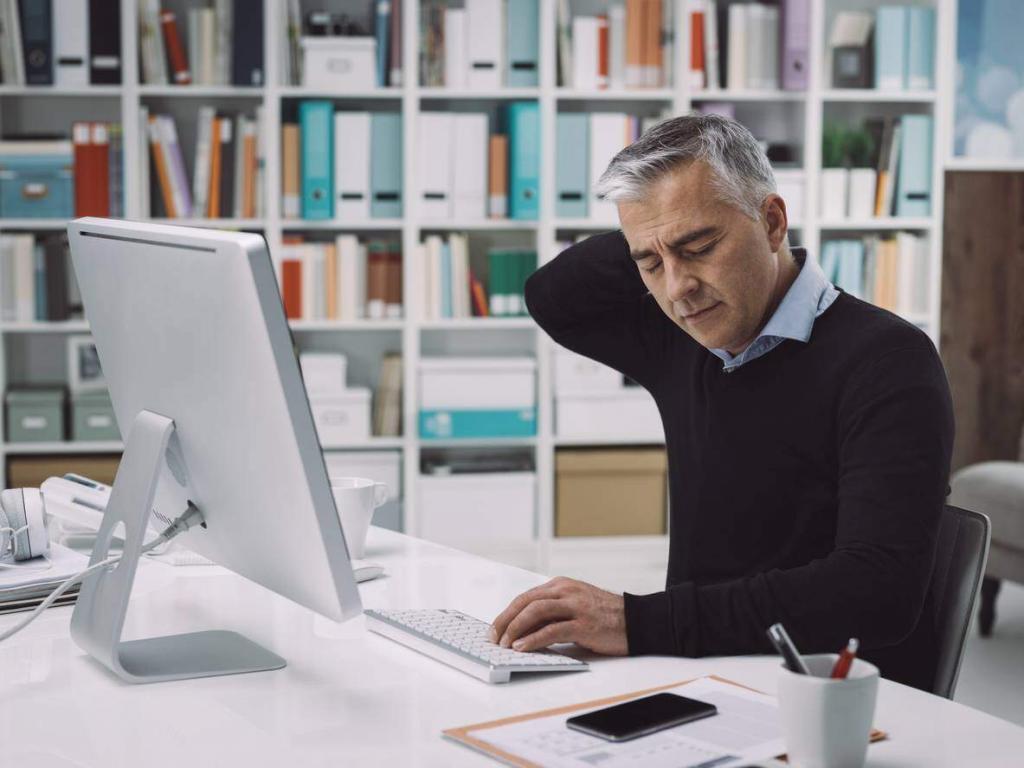 office worker with neck pain