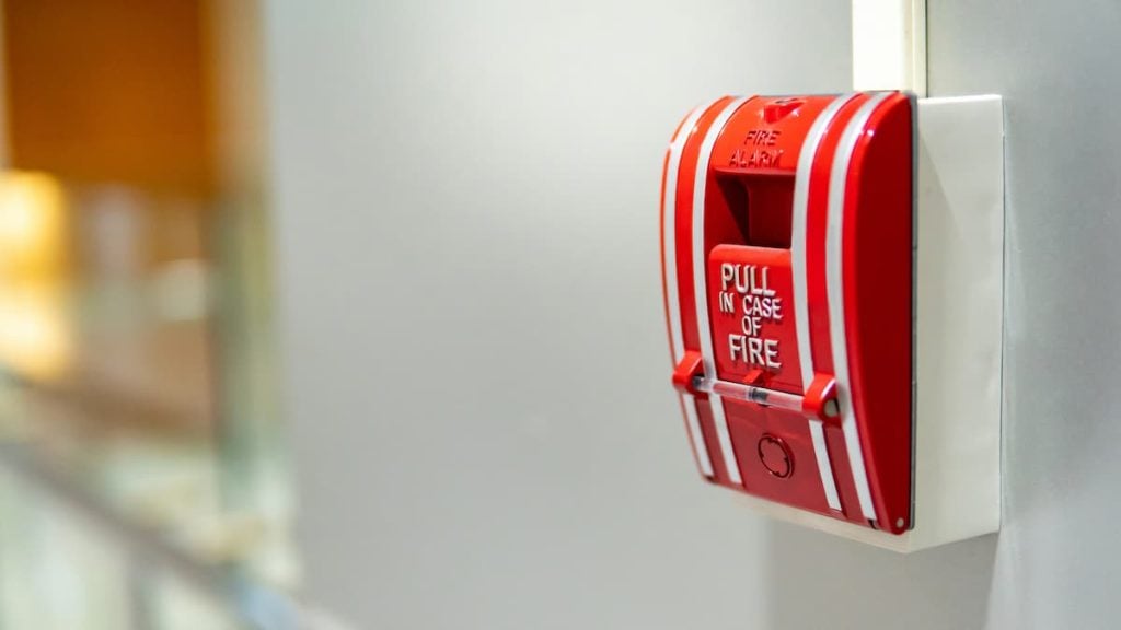 a workplace fire alarm that has been pulled