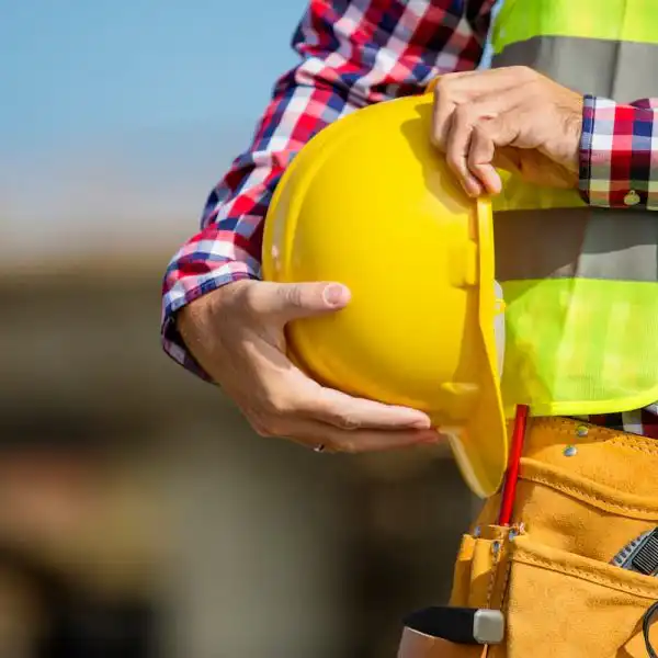 missouri construction worker holding his hard hat