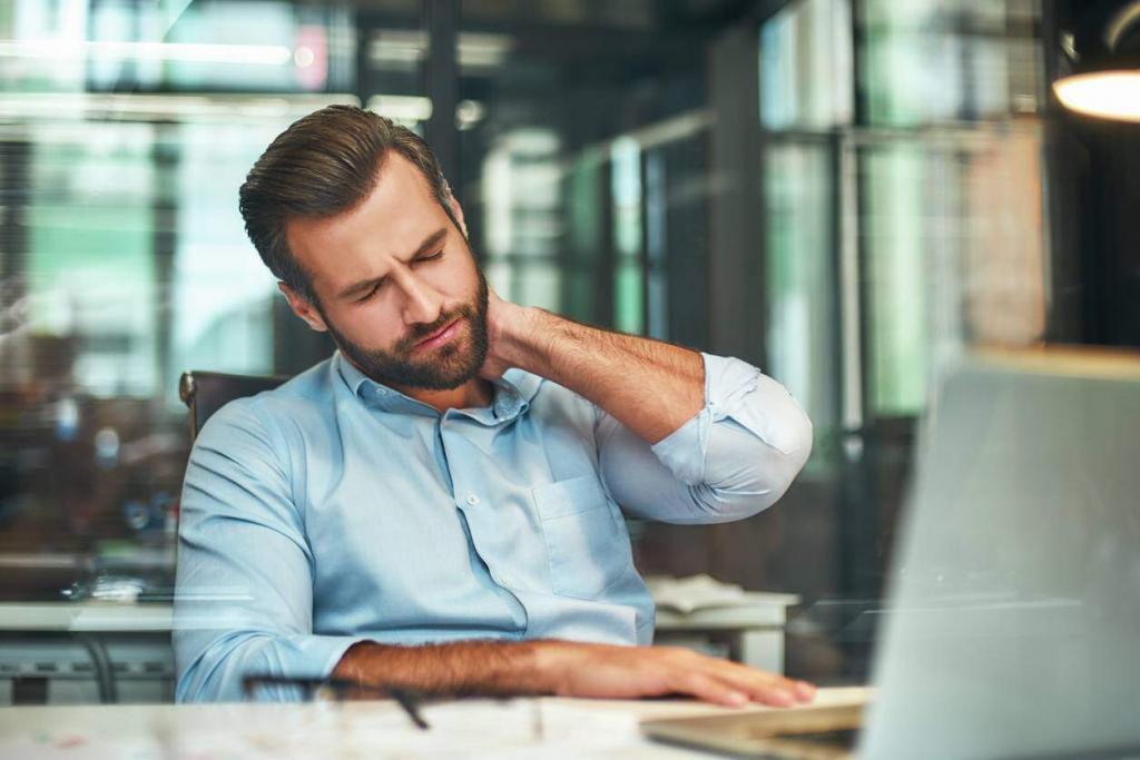 office worker with neck pain