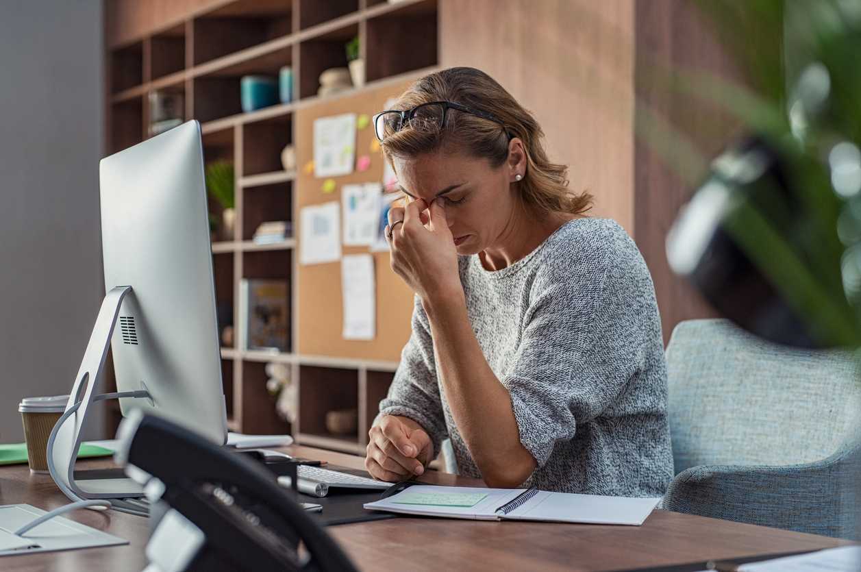 st. louis woman stressed at work