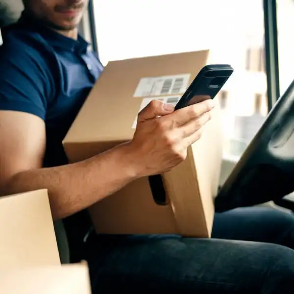 missouri delivery driver scanning a package